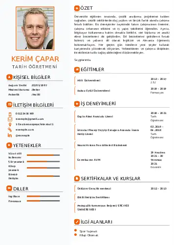 Tarih Öğretmeni Cv Örnekleri cv indir